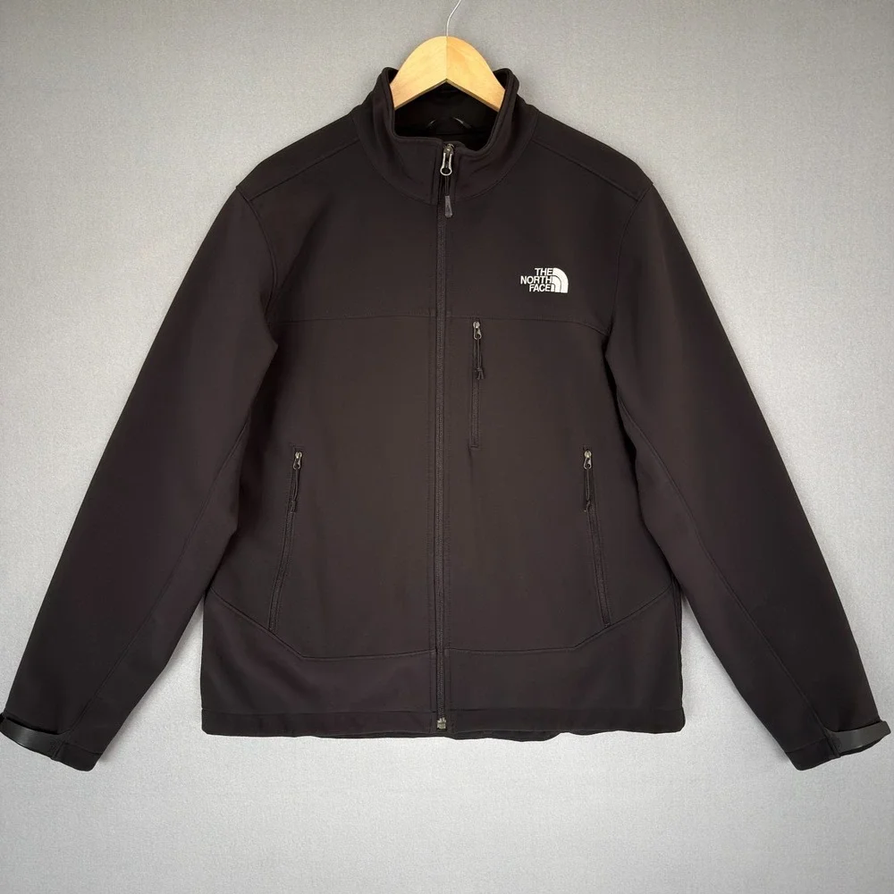 The North Face Windwall Jacket Mens M Black Softshell Full Zip Fleece Lined